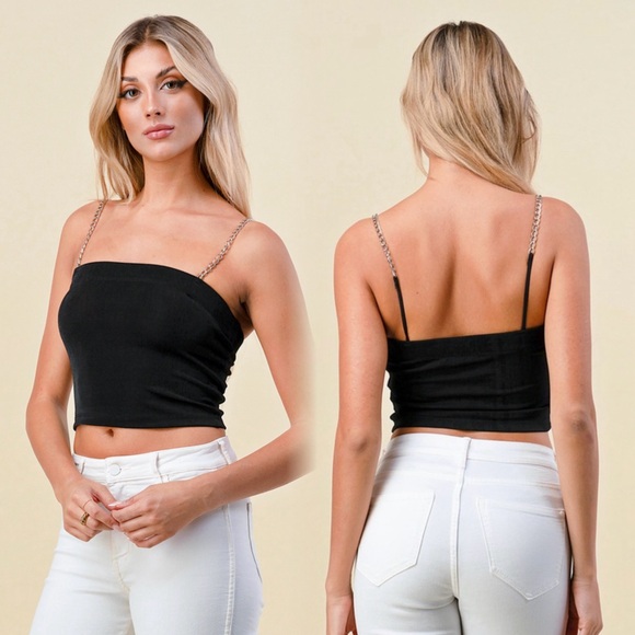 Chain strap black cami crop top - Picture 3 of 9